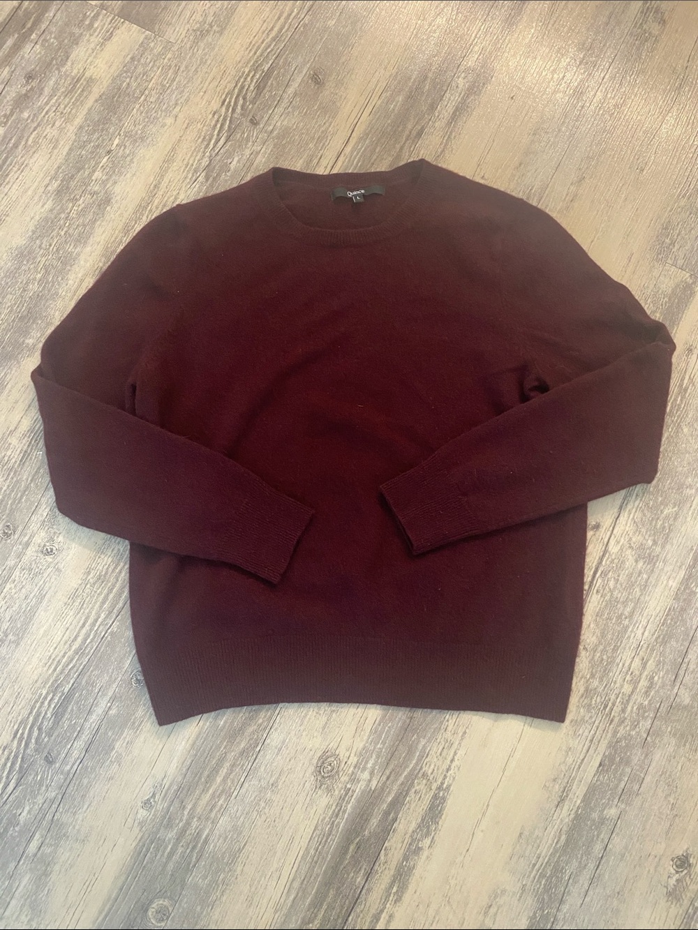 Quince Mongolian Cashmere Crew Sweater Burgundy Size LARGE - Picture 2 of 10